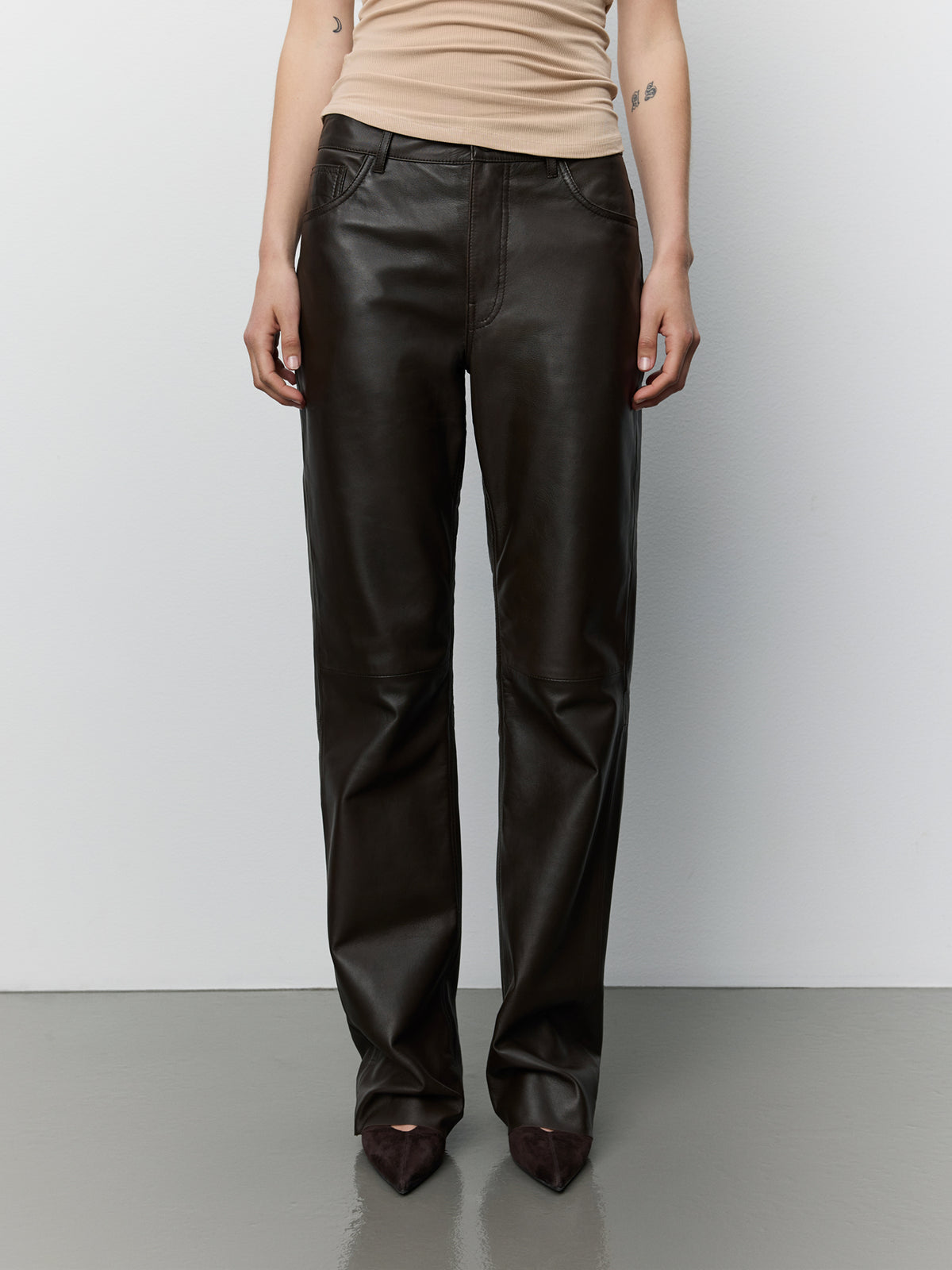 Sofie Schnoor WOMEN GATTISW LÆDERBUKSER Buks 7025 Dark brown