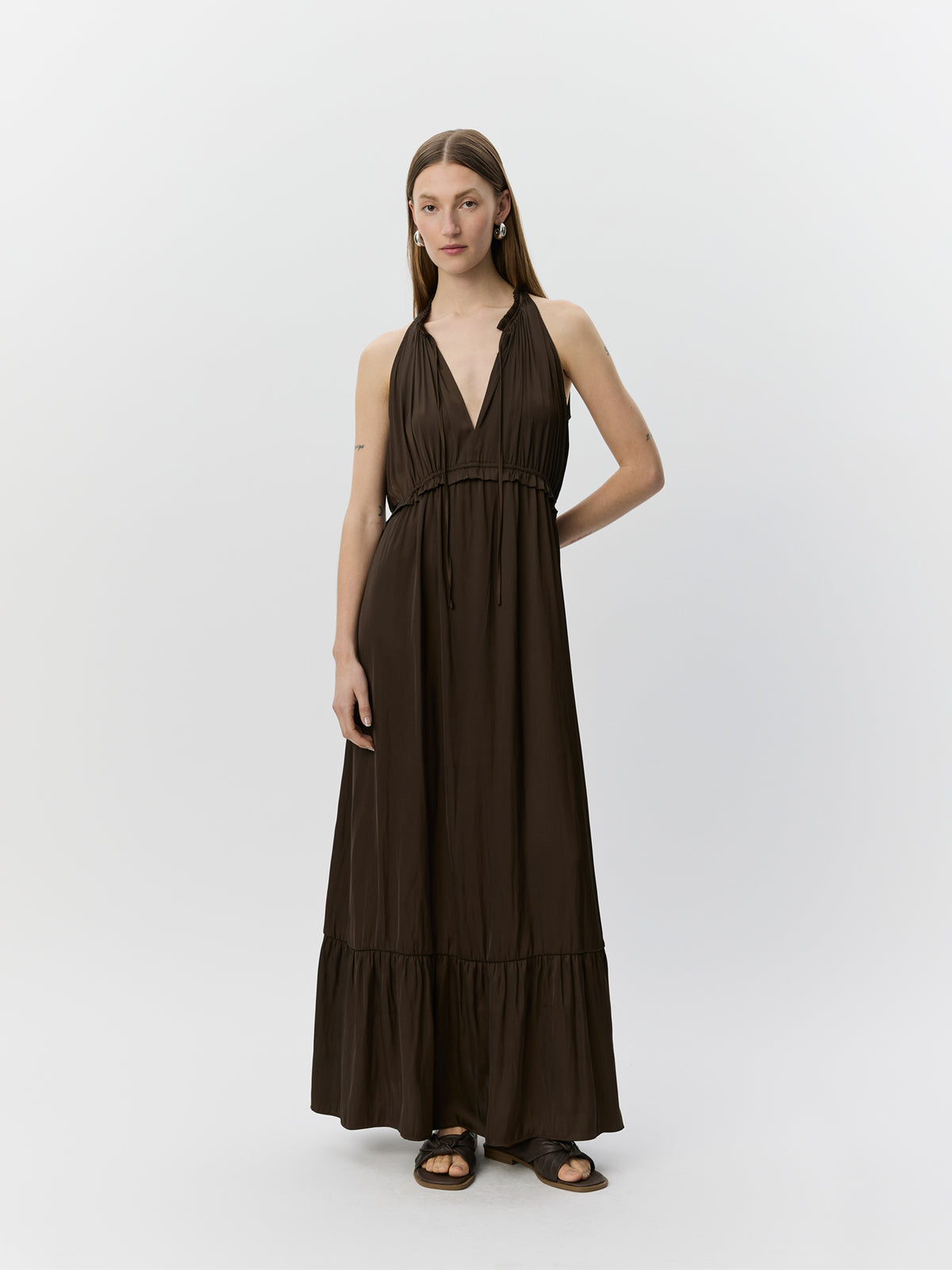 Sofie Schnoor WOMEN MELSW HALTER NECK MAXI KJOLE Kjole 7162 Intense Brown