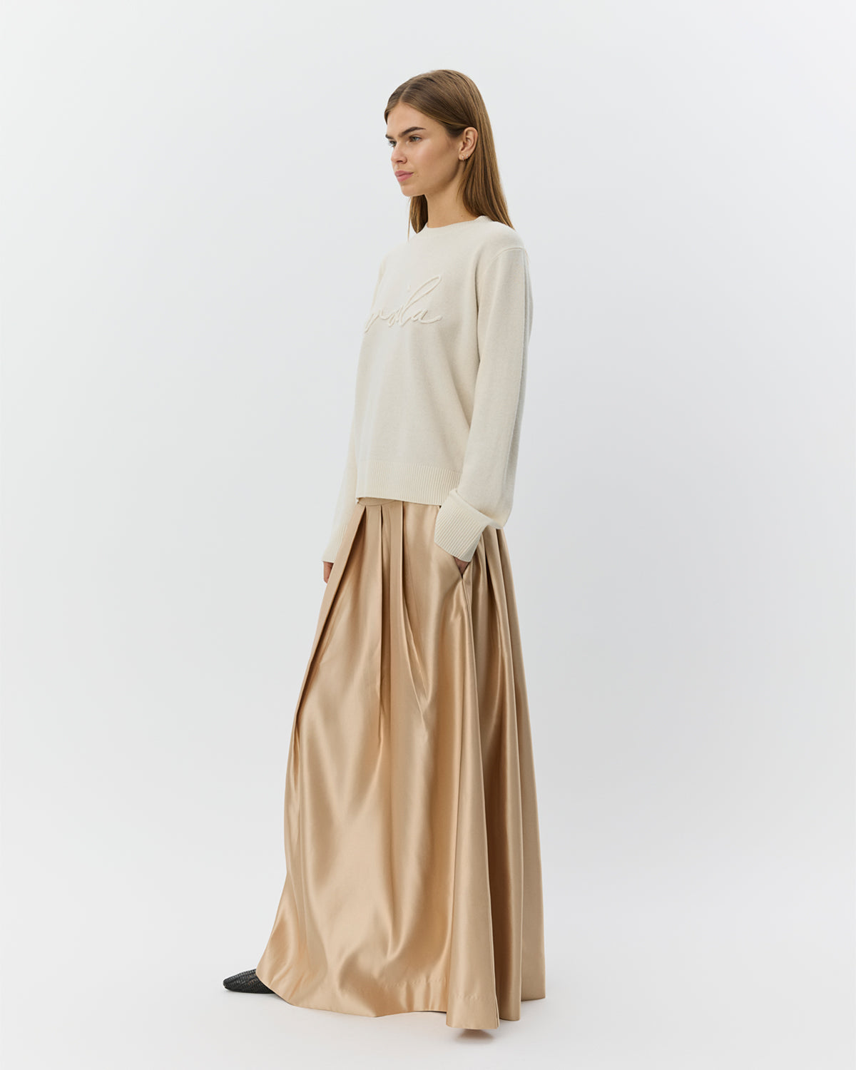 Sofie Schnoor WOMEN EMMYSW SATIN MAXI NEDERDEL Nederdel 7070 Light beige