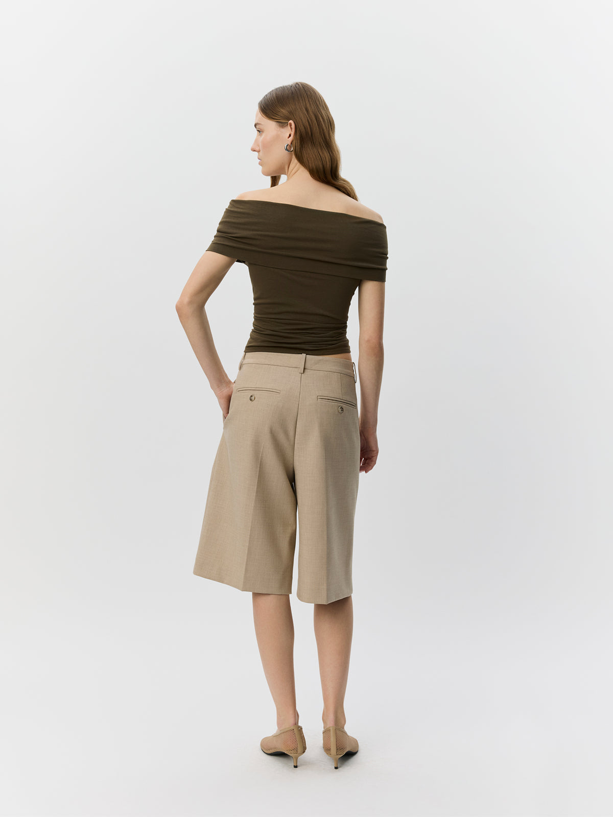 Sofie Schnoor WOMEN SINKASW OFF SHOULDER JERSEY TOP Top 3097 Olive Brown